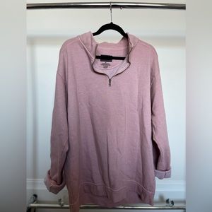 Pink oversized half zip up sweatshirt